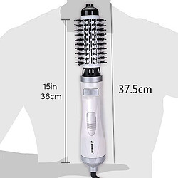 Universal Brosse à sèche-cheveux tournante 2 en 1 Brosse ronde professionnelle Brosse à air chaud Sèche-cheveux Peignage Salon Coiffure & 124 ; Fer à friser (blanc)