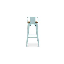 Acheter ICONIK INTERIOR Tabouret de bar avec dossier - Design industriel - Bois et acier - 76cm - Nouvelle édition - Stylix Bleu gris