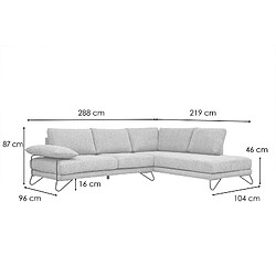 Acheter Courtois Laville Canapé d'angle droit 5 places tissu vert foncé - Lori