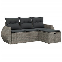 vidaXL Salon de jardin 4 pcs avec coussins gris résine tressée