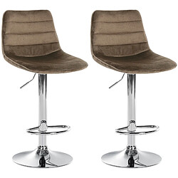 Non Lot de 2 tabourets de bar Lex velours chrome 