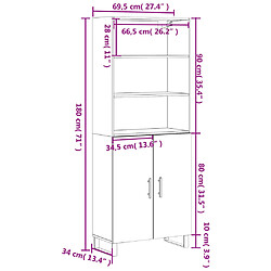 vidaXL Buffet haut Sonoma gris 69,5x34x180 cm Bois d'ingénierie pas cher