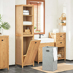 SoBuy BZR95-N Meuble Colonne de Salle de Bain, Armoire Haute, Placard de Rangement, Étagère de Rangement avec 1 Panier à Linge et 3 Étagères 