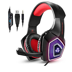 Casque de jeu stéréo HuntersPider V1 avec micro-casque rouge LED