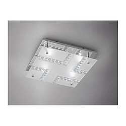 Luminaire Center Plafonnier Starlet carré 4 Ampoules chrome poli/verre/cristal Coloris : chrome poli, verre dépoli Coloris de l'abat jour : givré/transparent Longueur en Cm : 30 Largeur en Cm : 30 Hauteur en Cm : 9 Poids en Kilos : 2 Nom