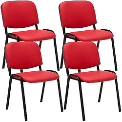 Decoshop26 Lot de 4 chaises visiteur empilable zone d'attente en PVC rouge piètement à 4 pieds en métal noir 10_0003187 