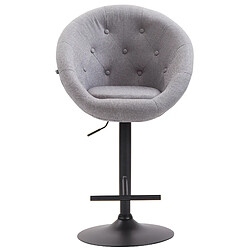 Decoshop26 Tabouret de bar design moderne forme œuf capitonné avec repose-pieds en métal noir tissu gris TDB10326