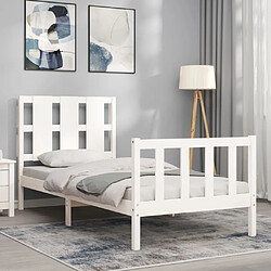 Avis Maison Chic Cadre/structure de lit avec tête de lit pour adulte - Lit Moderne Chambre blanc 90x190 cm bois massif -MN63885