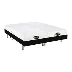 Acheter Vente-Unique Lit électrique de relaxation tout plots + matelas mémoire de forme et bambou - 2 x 90 x 200 cm - Noir - LYSIS III de NATUREA