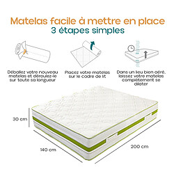 Acheter Visiodirect Matelas réversible SOUL, 140x200 cm, mémoire de forme, ferme, indépendance du couchage