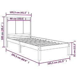 Maison Chic Lit Moderne Chambre - Cadre/structure de lit pour adulte Bois de pin massif 100x200 cm -MN97079 pas cher