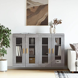 Maison Chic Lot de 2 Armoires murales,Meuble de Rangement,Armoire Suspendue sonoma gris bois d'ingénierie -MN55829