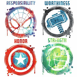 Roommates Stickers Avengers repositionnables 4 Logo des Super-héros en dessin Marvel 92,7CM X 21,9CM