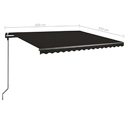 vidaXL Auvent manuel rétractable avec LED 400x350 cm Anthracite pas cher