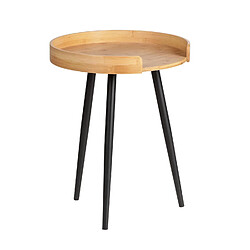 WENKO Table d'appoint ronde avec 4 pieds en métal Loft - Noir et bois