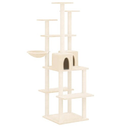 Arbre à chat avec griffoirs,niche pour chat en sisal Crème 167 cm -MN88946