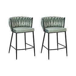 Beliani Tabouret de bar Set de 2 Velours Vert clair MILAN 