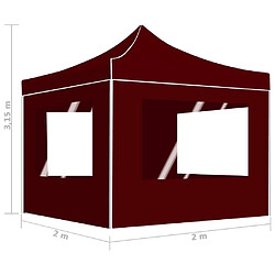 vidaXL Tente de réception pliable avec parois Aluminium 2x2 m Bordeaux pas cher