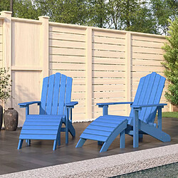 vidaXL Chaises de jardin Adirondack lot de 2 repose-pieds PEHD Bleu