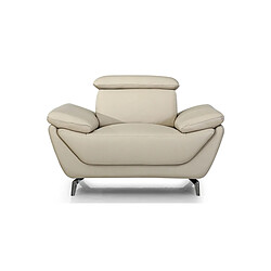 La Maison Du Canapé Fauteuil en cuir LEA Beige 