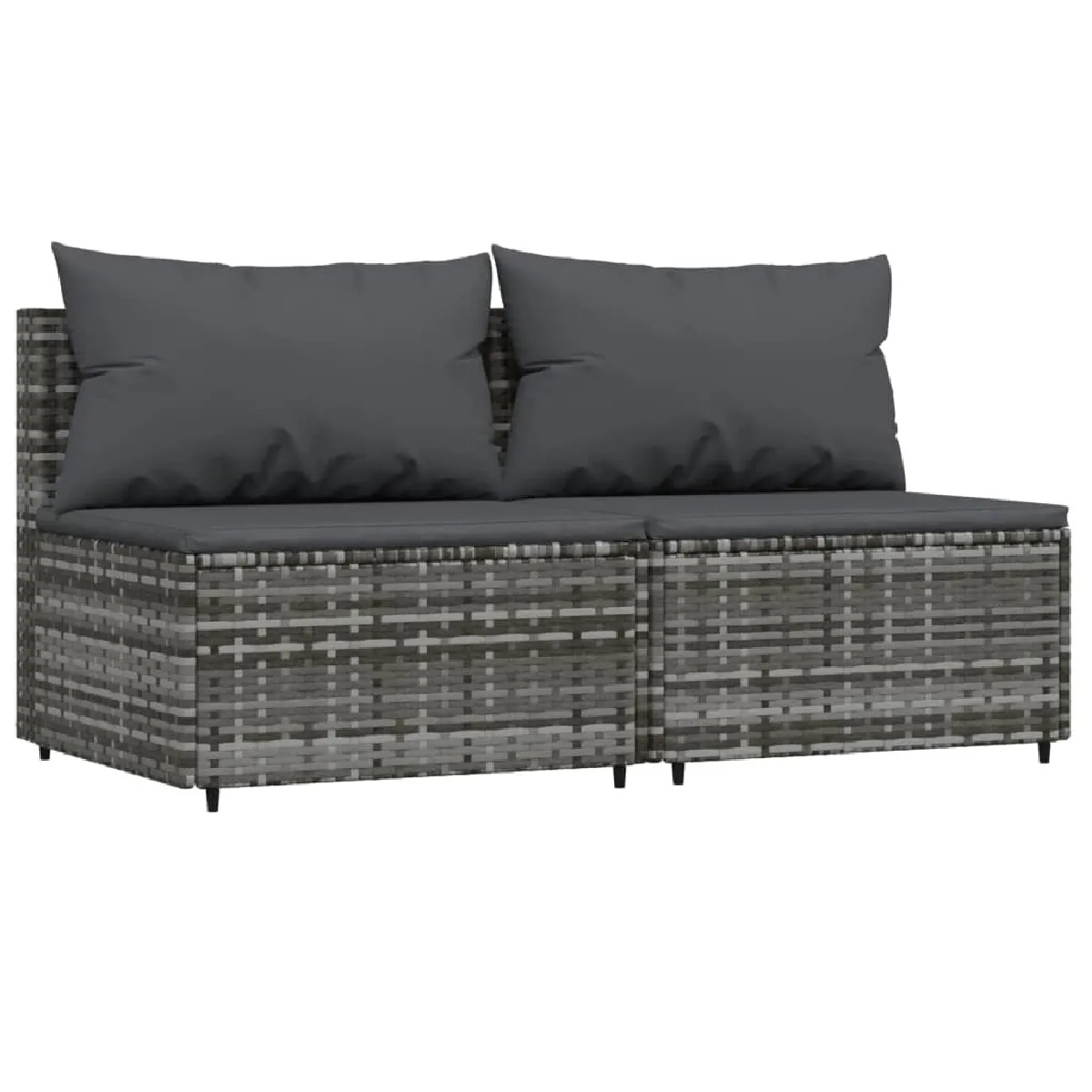 Maison Chic Canapés centraux de jardin et coussins 2pcs | Canapé Sofa d'extérieur | Fauteuil terrasse Gris Résine tressée -MN96988