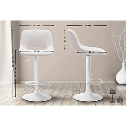 Non Lot de 2 tabourets de bar Camden tissu blanc