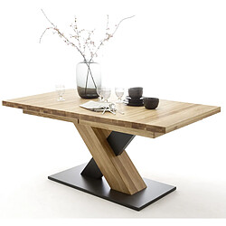 Pegane Table à manger en chêne sauvage massif - L180-270 x H78 x P100 cm