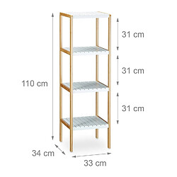 Helloshop26 Étagère en bambou avec 4 Niveaux pour la salle de bain 110 cm 3213052