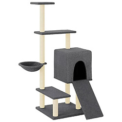 Arbre à chat avec griffoirs,niche pour chat en sisal gris foncé 130,5 cm -MN59533