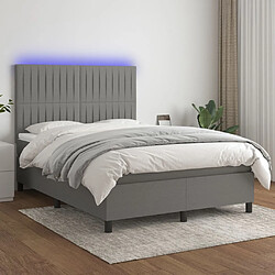 vidaXL Sommier à lattes de lit et matelas et LED Gris foncé 140x190 cm 