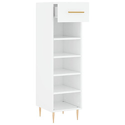 Maison Chic Armoire à Chaussures,Meuble de Rangement à Chaussures blanc 30x35x105 cm bois d'ingénierie -MN52977 pas cher