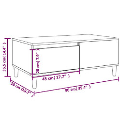 vidaXL Table basse Sonoma gris 90x50x36,5 cm Bois d'ingénierie pas cher