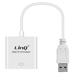 Adaptateur Vidéo USB 3.0 Mâle vers VGA Femelle 1080P LinQ Blanc 