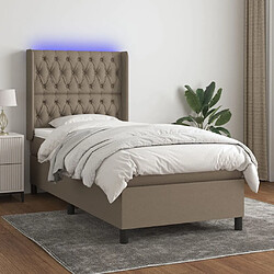 vidaXL Sommier à lattes de lit matelas et LED Taupe 100x200 cm Tissu