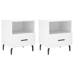 vidaXL Tables de chevet 2 pcs blanc 40x35x47,5 cm bois d’ingénierie