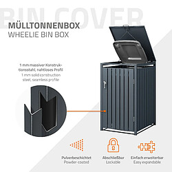 ML-Design Box pour 1 Poubelle, 240L, 68x80x116,3 cm, en Acier, Anthracite, Résistant aux Intempéries, Habillage de Poubelle avec Couvercle Rabattable et 1 Porte, Conteneur Abri Hangar Cache-Poubelle