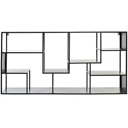 Pegane Etagère, meuble étagère murale en métal coloris noir vieilli - longueur 120 x profondeur 20 x Hauteur 60 cm 