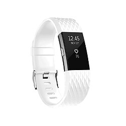 Wewoo Bracelet pour montre connectée Dragonne sport réglable à motif losanges FITBIT Charge 2Taille S10,5x8,5cm Blanc 