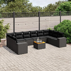 Maison Chic Salon de jardin 11 pcs avec coussins, Ensemble Tables et chaises d'extérieur noir résine tressée -GKD977278