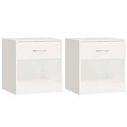 vidaXL Table de chevet 2 pcs avec tiroir Blanc