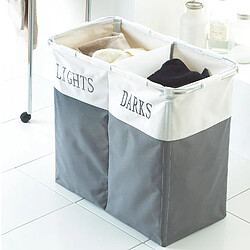 Country Club lumières et foncé Pliante Laudry Panier Panier à Linge à Laver Chiffons de Stockage, métal, Gris/Blanc