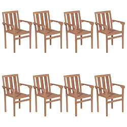 Maison Chic Lot de 8 Chaises de jardin avec coussins,Fauteuil d'extérieur empilables Teck solide -MN41286