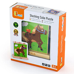 Viga Toys - Puzzle de Cubes à Emboîter - Animaux de Ferme - 9 Pièces - Multicolore (Ref: 50833)