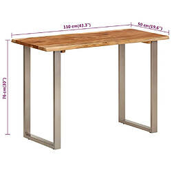 vidaXL Table à dîner 110x50x76 cm Bois d'acacia solide pas cher