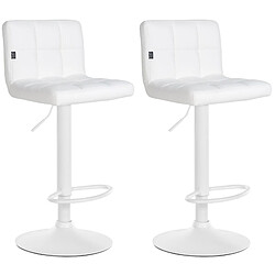 Non Lot de 2 tabourets de bar Feni simili cuir blanc 