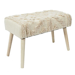 Toilinux Banc Mirage avec détails motif en polyester et MDF - Beige et Blanc Toilinux - Banc Mirage avec détails motif en polyester et MDF - Beige et Blanc - Ethnique