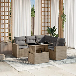 vidaXL Salon de jardin avec coussins 6 pcs beige résine tressée 