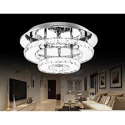 Stoex Plafonnier en Cristal Miroir Acier Inoxydable Rond Moderne LED Luminaire Lustre Eclairage 30CM 36W Blanc 