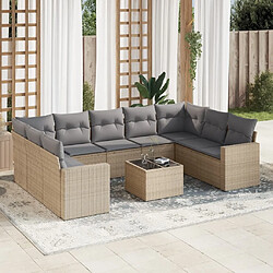 Maison Chic Salon de jardin avec coussins 10 pcs | Ensemble de Table et chaises | Mobilier d'Extérieur beige résine tressée -GKD74791