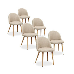 NC Lot de 6 chaises scandinaves Cecilia tissu Beige